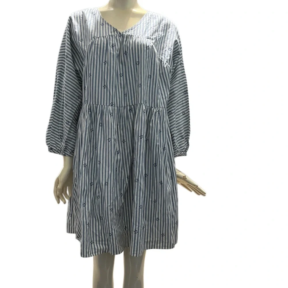 Madewell v-neck tiered mini dress coastal blue - Picture 2 of 8